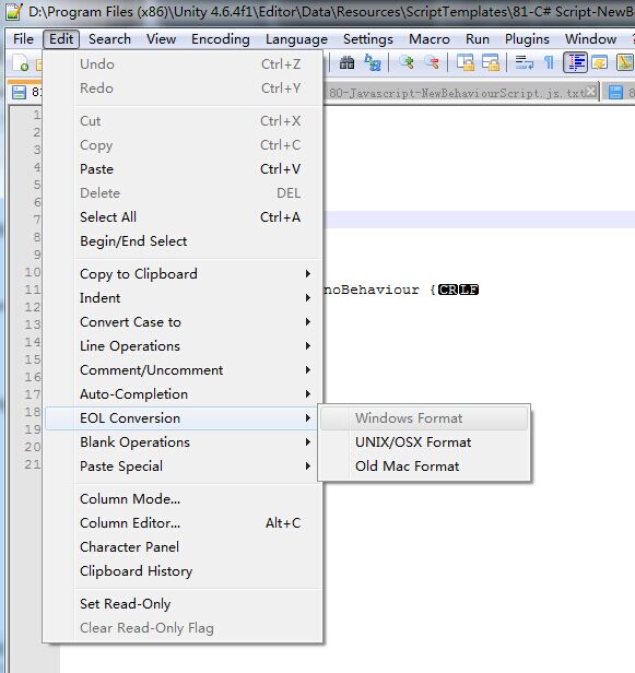 使用Notepad++更改行结束符